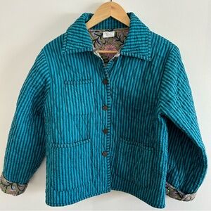 Teal Quilted Striped Women's Vest